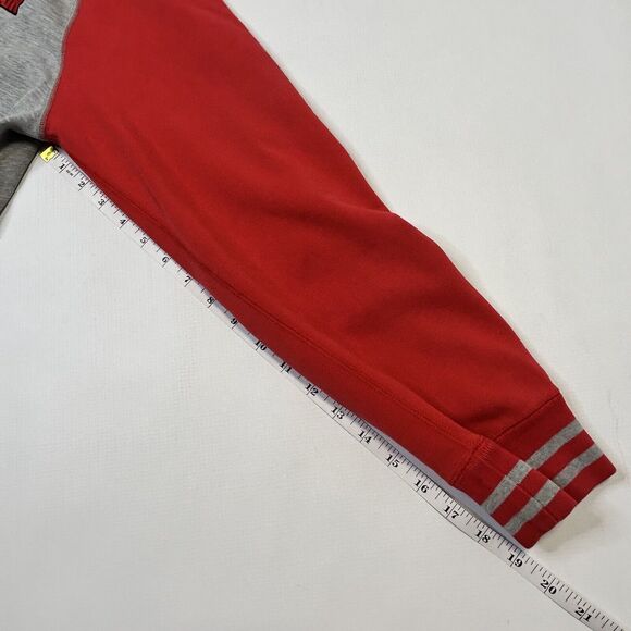 Nike Air Red And Grey Zip Up Hoodie Mens Size Medium Retro Embroidered Logo - Picture 9 of 11